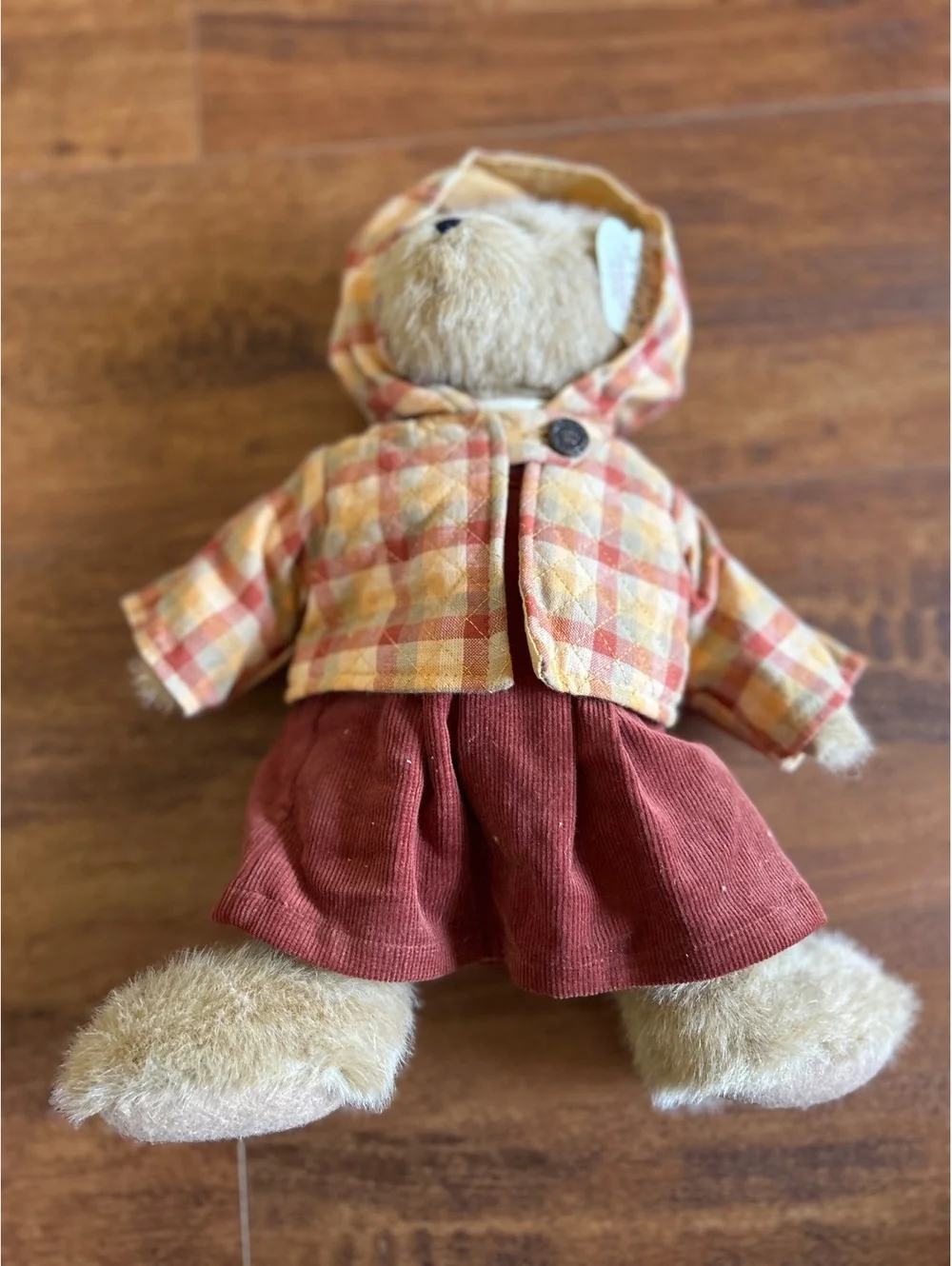 Boyds Heart to Heart Friends Plush Teddy Bear in Plaid Jacket and Corduroy Skirt